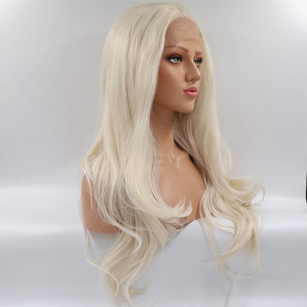 ELESTY Lucyhairwig Light Blonde Lace Front Wig for Ladies Long Wavy Synthetic
